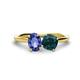 1 - Tanya Oval Shape Iolite & Cushion Shape London Blue Topaz 2 Stone Duo Ring 