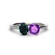 1 - Tanya Oval Shape London Blue Topaz & Cushion Shape Amethyst 2 Stone Duo Ring 