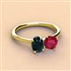 2 - Tanya Oval Shape London Blue Topaz & Cushion Shape Ruby 2 Stone Duo Ring 