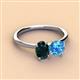 2 - Tanya Oval Shape London Blue Topaz & Cushion Shape Blue Topaz 2 Stone Duo Ring 