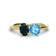 1 - Tanya Oval Shape London Blue Topaz & Cushion Shape Blue Topaz 2 Stone Duo Ring 