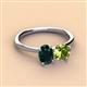 2 - Tanya Oval Shape London Blue Topaz & Cushion Shape Peridot 2 Stone Duo Ring 