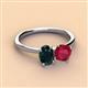 2 - Tanya Oval Shape London Blue Topaz & Cushion Shape Ruby 2 Stone Duo Ring 