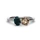 1 - Tanya Oval Shape London Blue Topaz & Cushion Shape Smoky Quartz 2 Stone Duo Ring 