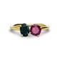 1 - Tanya Oval Shape London Blue Topaz & Cushion Shape Rhodolite Garnet 2 Stone Duo Ring 