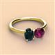 2 - Tanya Oval Shape London Blue Topaz & Cushion Shape Rhodolite Garnet 2 Stone Duo Ring 