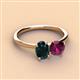 2 - Tanya Oval Shape London Blue Topaz & Cushion Shape Rhodolite Garnet 2 Stone Duo Ring 