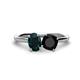 1 - Tanya Oval Shape London Blue Topaz & Cushion Shape Black Onyx 2 Stone Duo Ring 