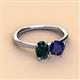 2 - Tanya Oval Shape London Blue Topaz & Cushion Shape Blue Sapphire 2 Stone Duo Ring 