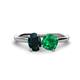 1 - Tanya Oval Shape London Blue Topaz & Cushion Shape Emerald 2 Stone Duo Ring 