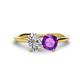 1 - Tanya Oval Shape Forever Brilliant Moissanite & Cushion Shape Amethyst 2 Stone Duo Ring 