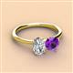 2 - Tanya Oval Shape Forever Brilliant Moissanite & Cushion Shape Amethyst 2 Stone Duo Ring 