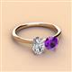 2 - Tanya Oval Shape Forever Brilliant Moissanite & Cushion Shape Amethyst 2 Stone Duo Ring 