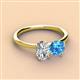 2 - Tanya Oval Shape Forever Brilliant Moissanite & Cushion Shape Blue Topaz 2 Stone Duo Ring 