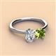 2 - Tanya Oval Shape Forever Brilliant Moissanite & Cushion Shape Peridot 2 Stone Duo Ring 