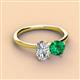 2 - Tanya Oval Shape Forever Brilliant Moissanite & Cushion Shape Emerald 2 Stone Duo Ring 
