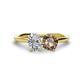 1 - Tanya Oval Shape Forever Brilliant Moissanite & Cushion Shape Smoky Quartz 2 Stone Duo Ring 