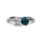 1 - Tanya Oval Shape Forever Brilliant Moissanite & Cushion Shape London Blue Topaz 2 Stone Duo Ring 