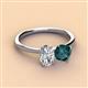 2 - Tanya Oval Shape Forever Brilliant Moissanite & Cushion Shape London Blue Topaz 2 Stone Duo Ring 