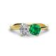 1 - Tanya Oval Shape Forever One Moissanite & Cushion Shape Emerald 2 Stone Duo Ring 