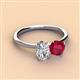 2 - Tanya Oval Shape Forever One Moissanite & Cushion Shape Ruby 2 Stone Duo Ring 