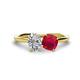 1 - Tanya Oval Shape Forever One Moissanite & Cushion Shape Ruby 2 Stone Duo Ring 