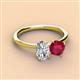 2 - Tanya Oval Shape Forever One Moissanite & Cushion Shape Ruby 2 Stone Duo Ring 