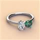 2 - Tanya Oval Shape Forever One Moissanite & Cushion Shape Lab Created Alexandrite 2 Stone Duo Ring 