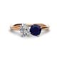 1 - Tanya Oval Shape Forever One Moissanite & Cushion Shape Blue Sapphire 2 Stone Duo Ring 