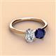 2 - Tanya Oval Shape Forever One Moissanite & Cushion Shape Blue Sapphire 2 Stone Duo Ring 