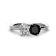 1 - Tanya Oval Shape Forever One Moissanite & Cushion Shape Black Onyx 2 Stone Duo Ring 