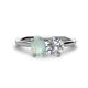 1 - Tanya Oval Shape Opal & Cushion Shape GIA Certified Diamond 2 Stone Duo Ring 