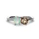 1 - Tanya Oval Shape Opal & Cushion Shape Smoky Quartz 2 Stone Duo Ring 