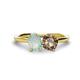 1 - Tanya Oval Shape Opal & Cushion Shape Smoky Quartz 2 Stone Duo Ring 