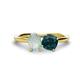 1 - Tanya Oval Shape Opal & Cushion Shape London Blue Topaz 2 Stone Duo Ring 