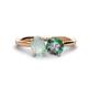 1 - Tanya Oval Shape Opal & Cushion Shape Lab Created Alexandrite 2 Stone Duo Ring 