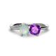 1 - Tanya Oval Shape Opal & Cushion Shape Amethyst 2 Stone Duo Ring 