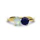 1 - Tanya Oval Shape Opal & Cushion Shape Blue Sapphire 2 Stone Duo Ring 