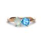 1 - Tanya Oval Shape Opal & Cushion Shape Blue Topaz 2 Stone Duo Ring 