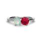 1 - Tanya Oval Shape Opal & Cushion Shape Ruby 2 Stone Duo Ring 