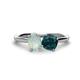 1 - Tanya Oval Shape Opal & Cushion Shape London Blue Topaz 2 Stone Duo Ring 