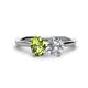 1 - Tanya Oval Shape Peridot & Cushion Shape GIA Certified Diamond 2 Stone Duo Ring 