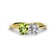 1 - Tanya Oval Shape Peridot & Cushion Shape GIA Certified Diamond 2 Stone Duo Ring 