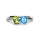 1 - Tanya Oval Shape Peridot & Cushion Shape Blue Topaz 2 Stone Duo Ring 