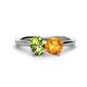 1 - Tanya Oval Shape Peridot & Cushion Shape Citrine 2 Stone Duo Ring 