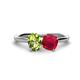 1 - Tanya Oval Shape Peridot & Cushion Shape Ruby 2 Stone Duo Ring 