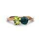 1 - Tanya Oval Shape Peridot & Cushion Shape London Blue Topaz 2 Stone Duo Ring 