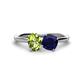 1 - Tanya Oval Shape Peridot & Cushion Shape Blue Sapphire 2 Stone Duo Ring 