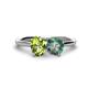 1 - Tanya Oval Shape Peridot & Cushion Shape Lab Created Alexandrite 2 Stone Duo Ring 