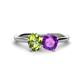 1 - Tanya Oval Shape Peridot & Cushion Shape Amethyst 2 Stone Duo Ring 